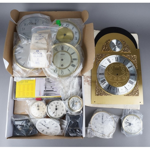 Assorted Modern Clock dials, vintage watch glasses in original packing ...