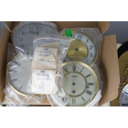 Assorted Modern Clock dials, vintage watch glasses in original packing ...