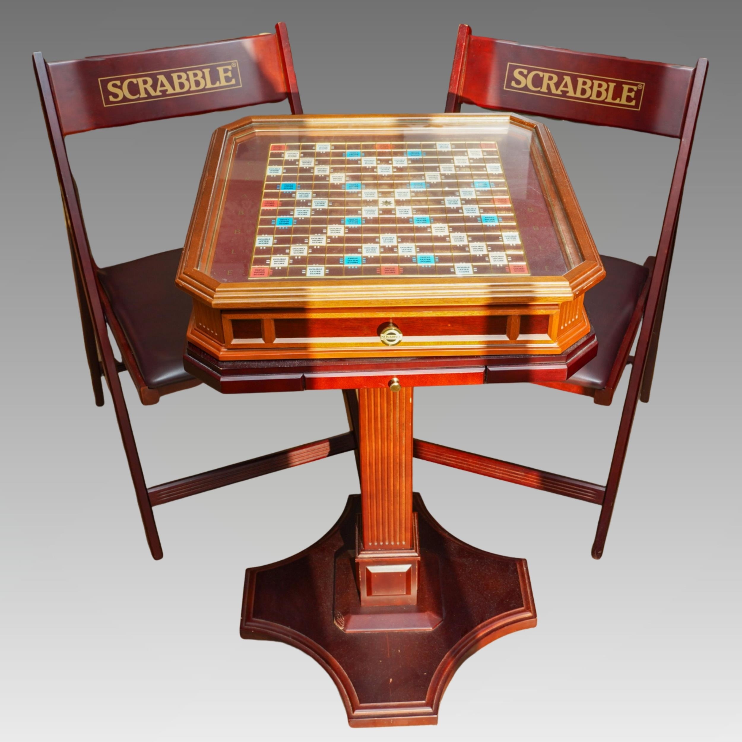 A Franklin Mint Collector's Edition Scrabble board on swivel mahogany ...