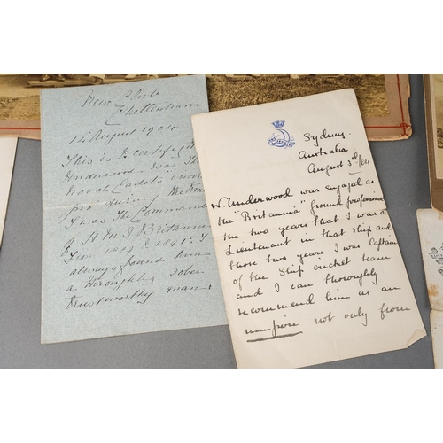 610 - Cricket / Naval Interest: a collection of letters, portrait photographs, an album of early 20th Cent... 