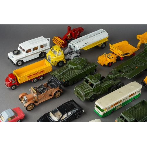 714 - A quantity of playworn assorted die cast vehicles, including Spot-On, Dinky, Corgi, Lledo, Macdonald... 