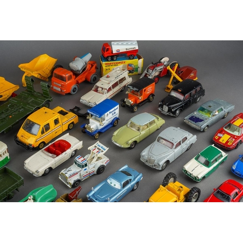 714 - A quantity of playworn assorted die cast vehicles, including Spot-On, Dinky, Corgi, Lledo, Macdonald... 