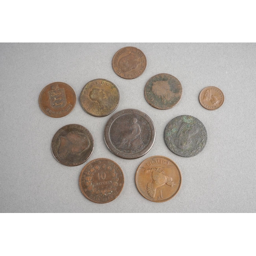 1415 - Collection of coins 1854 5 centimes, 1797 Penny, 1937 Irish Penny, 1799 Half Penny (poor), 1872 10 c... 