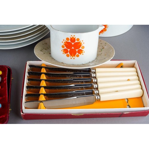 2 - Richard Scharrer Orange Tulip Pinwheel design for Thomas Germany (Rosenthal) 1960s porcelain part di... 