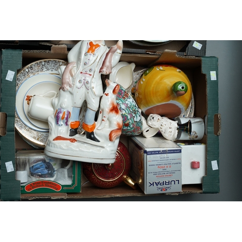 6 - A Staffordshire style large figure of a Highland Hunter with Dog and Game together with assorted cer... 