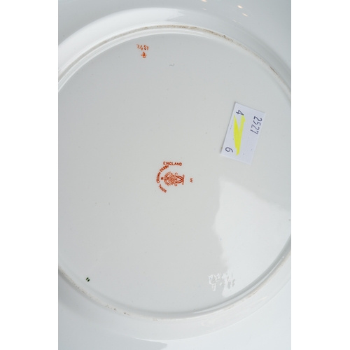 15 - A set of six Royal Crown Derby silver shape dessert plates in the 2451 pattern, the centre of each b... 