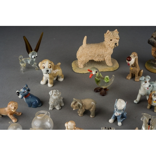 17 - A box of Wade Whimsies, Wade Disney dogs, Border Fine Arts terriers, glass animals, other ceramic an... 