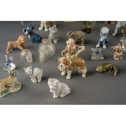17 - A box of Wade Whimsies, Wade Disney dogs, Border Fine Arts terriers, glass animals, other ceramic an... 