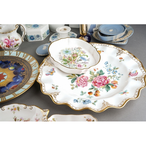 24 - Two boxes of Wedgwood jasperware and bone china, Royal Crown Derby, Denby, Aynsley, Caverswall, Coal... 