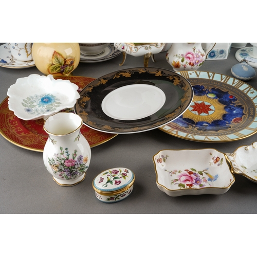 24 - Two boxes of Wedgwood jasperware and bone china, Royal Crown Derby, Denby, Aynsley, Caverswall, Coal... 