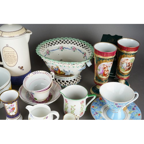 30 - A group of 19th and 20th century ceramics, including two early 19th century Sunderland lustre tea cu... 