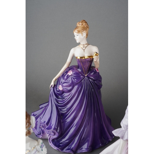 47 - A collection of seven figures to include three x Royal Worcester - Royal Debut 3038/12,00,  The Last... 