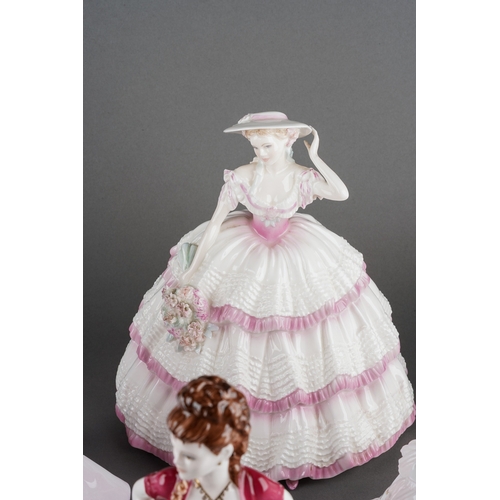 47 - A collection of seven figures to include three x Royal Worcester - Royal Debut 3038/12,00,  The Last... 