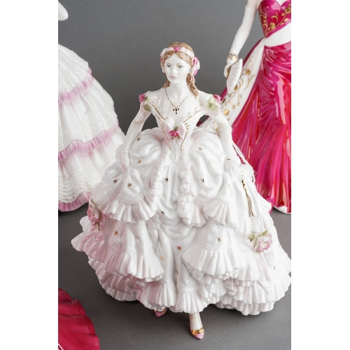 47 - A collection of seven figures to include three x Royal Worcester - Royal Debut 3038/12,00,  The Last... 