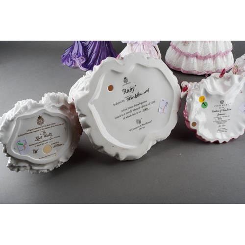 47 - A collection of seven figures to include three x Royal Worcester - Royal Debut 3038/12,00,  The Last... 