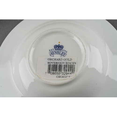 48 - Set of 6 Aynsley Orchard Gold coffee cans and saucers together with a matching pin dish ( 1 box)