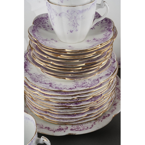 51 - A late 19th Century Foley China part tea set, manufactured by Wileman & Co, pattern no 5898, with sc... 