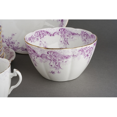 51 - A late 19th Century Foley China part tea set, manufactured by Wileman & Co, pattern no 5898, with sc... 