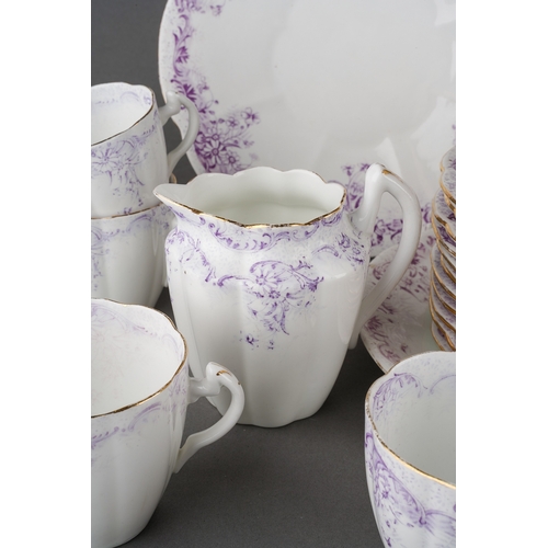 51 - A late 19th Century Foley China part tea set, manufactured by Wileman & Co, pattern no 5898, with sc... 