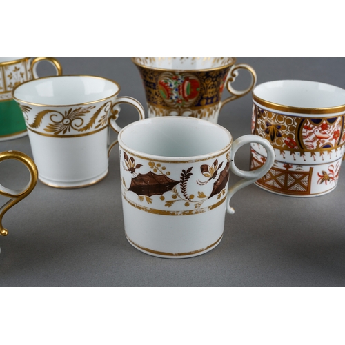 52 - A collection of nine various early 19th Century English porcelain coffee cans, circa 1810-1820s, to ... 