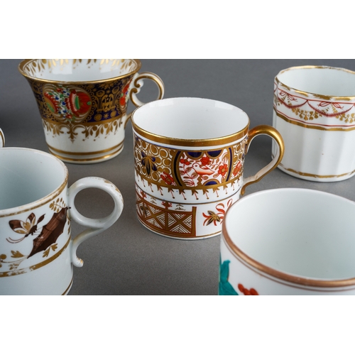 52 - A collection of nine various early 19th Century English porcelain coffee cans, circa 1810-1820s, to ... 