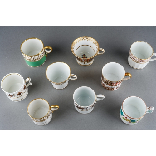 52 - A collection of nine various early 19th Century English porcelain coffee cans, circa 1810-1820s, to ... 
