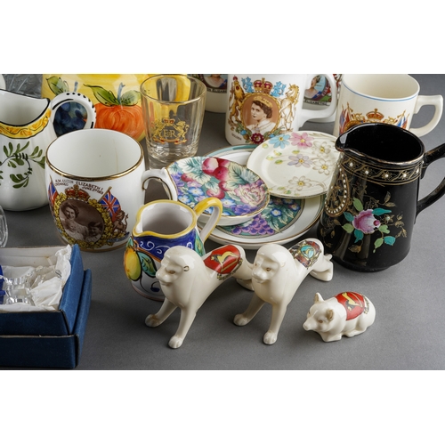 54 - Assorted lot including various English and Continental ceramcis jug, Arcadian crested ware [two lion... 