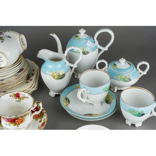 64 - Assorted part tea services including coffee set with coffee pot, a pair of cups and saucers, sugar b... 