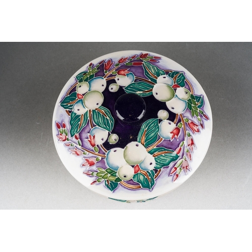 76 - A Moorcroft Snowberry dressing table jar and cover [222/4] designed by Nicola Slaney, 2003 date cyph... 