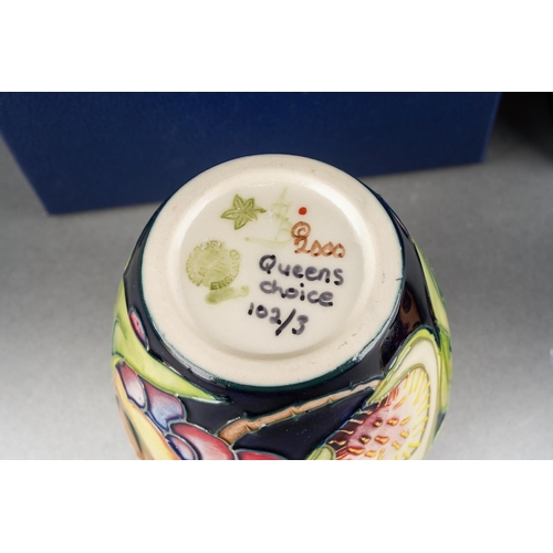 79 - A Moorcroft Queen's Choice Apricot raised dish [201/4], designed by Emma Bossons, 2001 date cypher, ... 