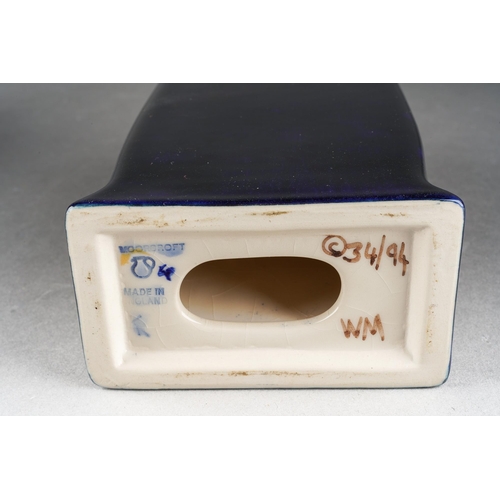 96 - A Moorcroft Anemone mantle clock, cobalt blue ground, 1999 date cypher, printed and painted marks, n... 