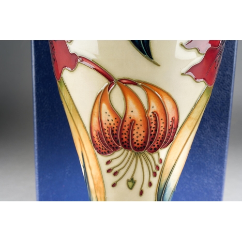 112 - A Moorcroft Anna Lily tall vase, designed by Nicola Slaney, 2001 date code cypher, printed and paint... 