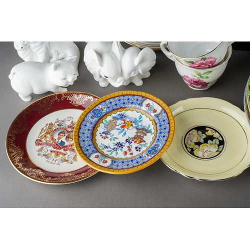 113 - Two boxes of ceramics and resin figures, etc, including a boxed Florence Guiseppe Armani figure, a C... 