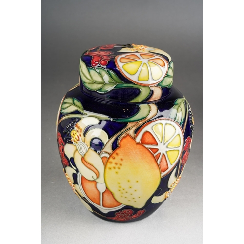 114 - A Moorcroft Lemons and Blossom [Mediterranean Collection] ginger jar and cover, designed by Emma Bos... 