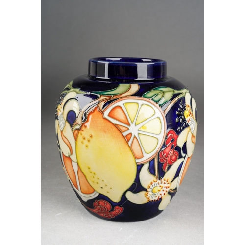 114 - A Moorcroft Lemons and Blossom [Mediterranean Collection] ginger jar and cover, designed by Emma Bos... 