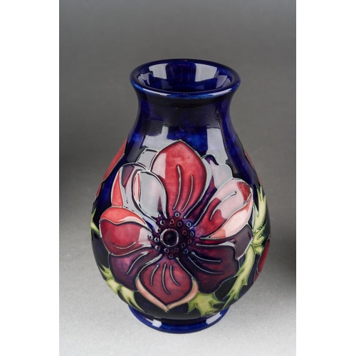 121 - A Moorcroft Anemone squat vase, cobalt blue ground, 1999 date code cypher, printed and painted marks... 