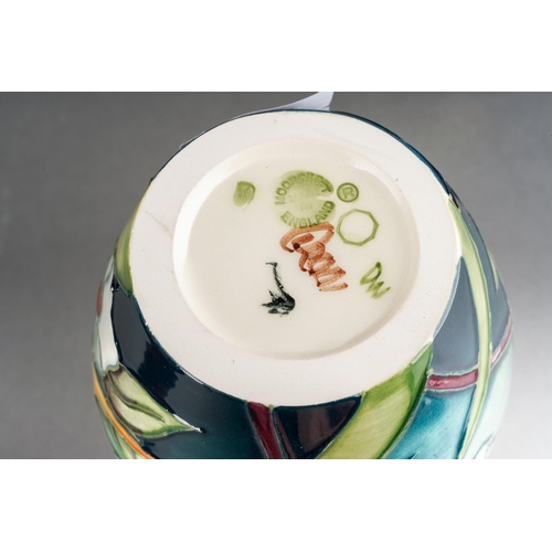 121 - A Moorcroft Anemone squat vase, cobalt blue ground, 1999 date code cypher, printed and painted marks... 