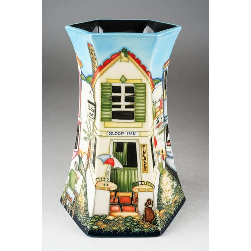 126 - A Moorcroft Cornish Cove hexagonal vase, designed by Paul Hilditch, limited edition 152/200, signed ... 