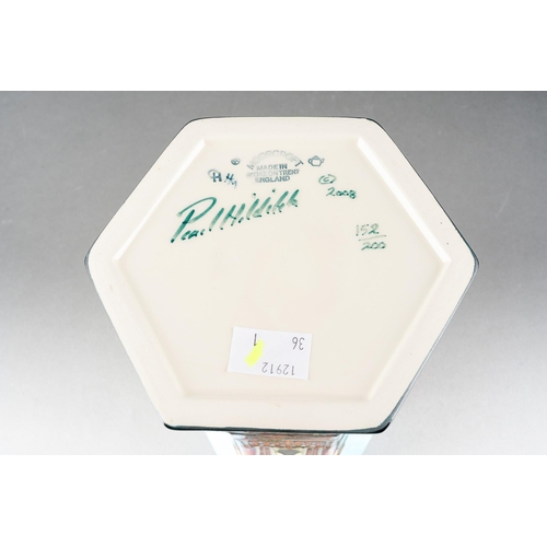 126 - A Moorcroft Cornish Cove hexagonal vase, designed by Paul Hilditch, limited edition 152/200, signed ... 