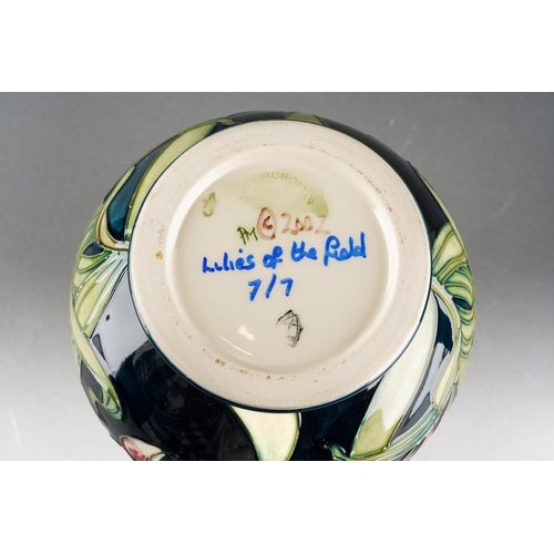 139 - A Moorcroft Lilies of the Field vase designed by Rachel Bishop, titled verso, 7/7, released 2002, pr... 
