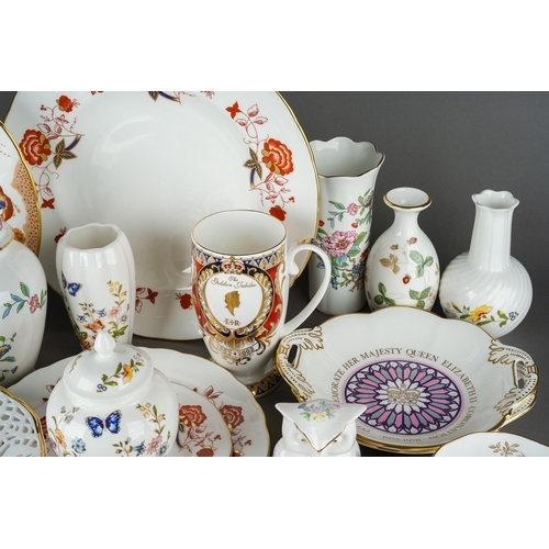 140 - A box of Aynsley giftware, Royal Crown Derby plates and tea wares, some seconds, etc, including four... 