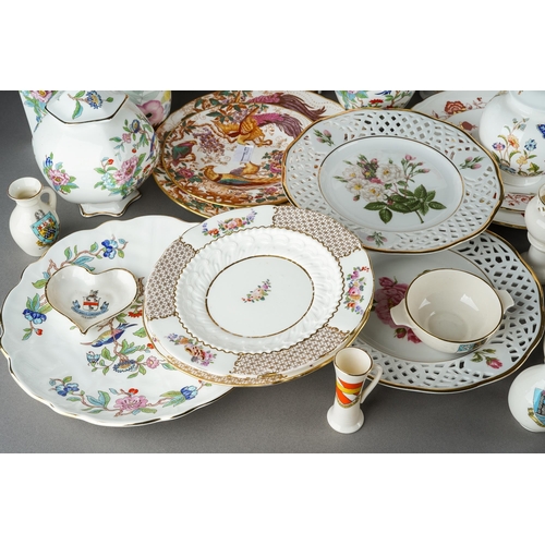 140 - A box of Aynsley giftware, Royal Crown Derby plates and tea wares, some seconds, etc, including four... 