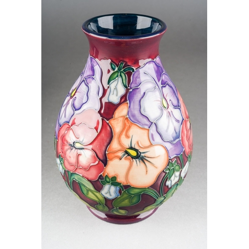 156 - A Moorcroft Pansy baluster vase designed by Rachel Bishop, released in 1993, impressed and painted m... 