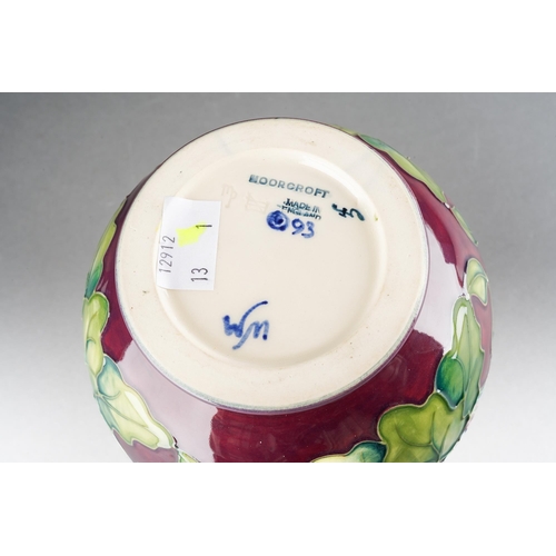 156 - A Moorcroft Pansy baluster vase designed by Rachel Bishop, released in 1993, impressed and painted m... 