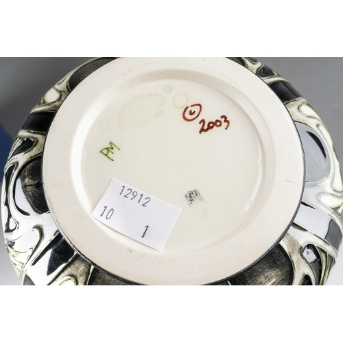 159 - A Moorcroft Harlequinade squat vase, initials PM verso, approx 10cm tall, boxed [1]