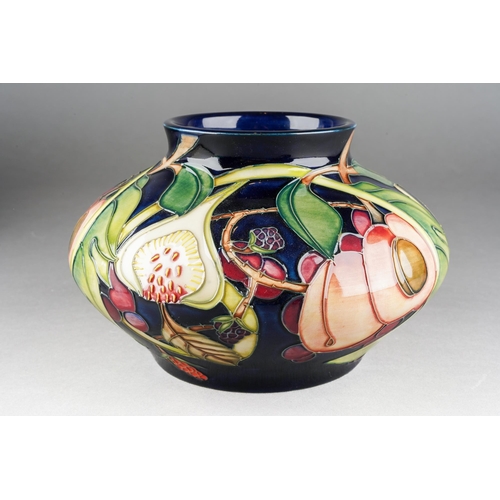 161 - A Moorcroft Queen's Choice squat vase designed by Emma Bossons, shape no 152/5, date cypher 2001, in... 