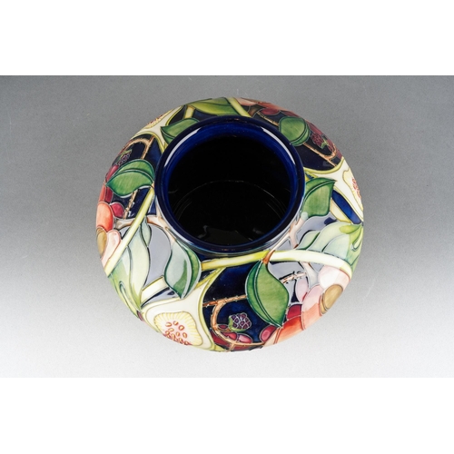 161 - A Moorcroft Queen's Choice squat vase designed by Emma Bossons, shape no 152/5, date cypher 2001, in... 