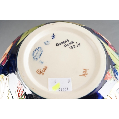 161 - A Moorcroft Queen's Choice squat vase designed by Emma Bossons, shape no 152/5, date cypher 2001, in... 