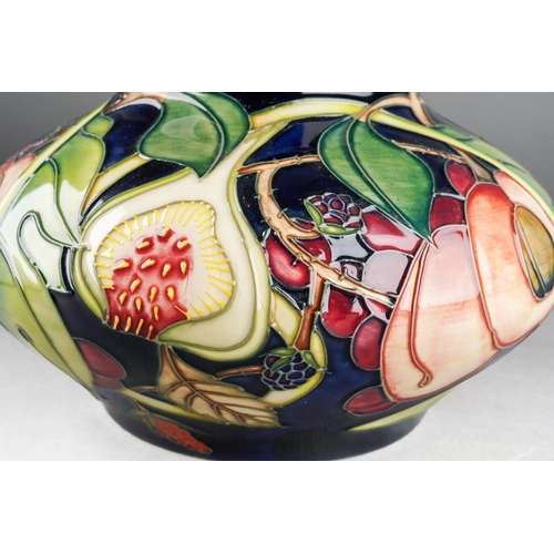 161 - A Moorcroft Queen's Choice squat vase designed by Emma Bossons, shape no 152/5, date cypher 2001, in... 