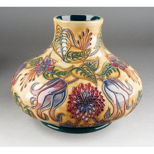 165 - A Moorcroft Tahiti vase designed by Nicola Slaney, squat form, date cypher for 2000, initialled WM a... 
